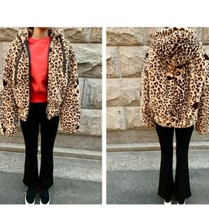 Disney Mickey Mini mouse leopard faux fur coat